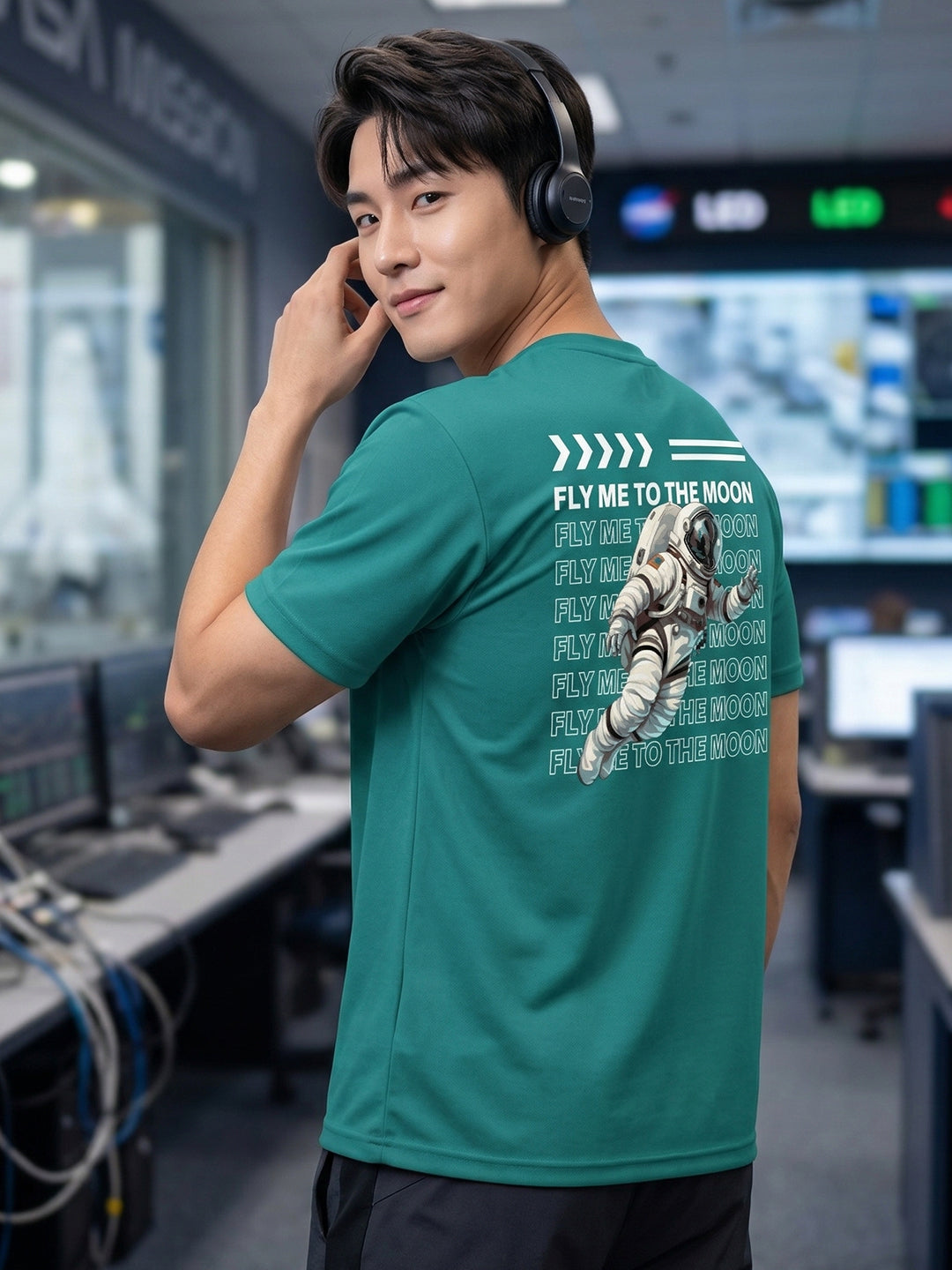 Greylongg Round Neck Nasa  Design  printed T-shirts