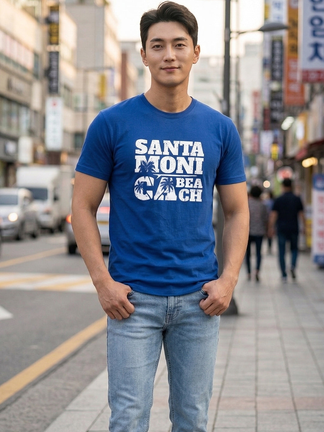 Greylongg Round Neck Santa Moni Cabeach Design  printed T-shirts