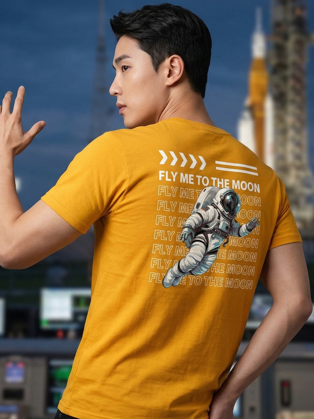 Greylongg Round Neck Nasa  Design  printed T-shirts