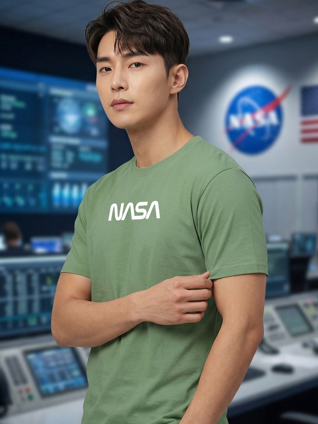 Greylongg Round Neck Nasa  Design  printed T-shirts