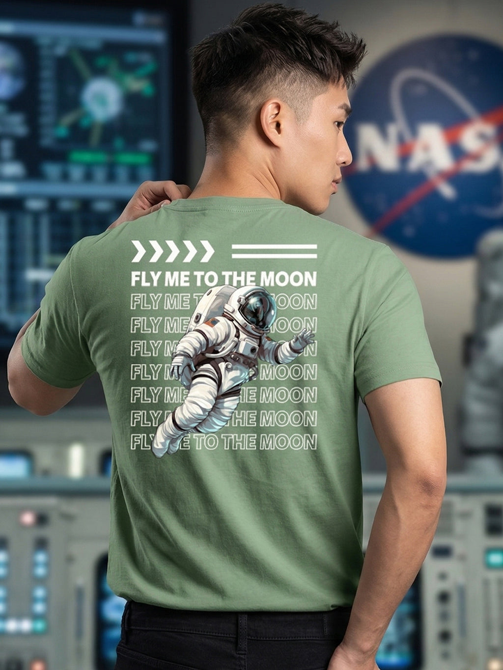 Greylongg Round Neck Nasa  Design  printed T-shirts