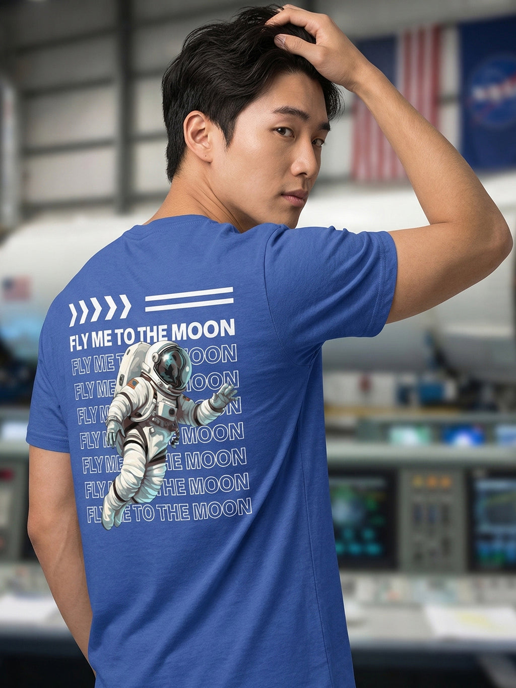 Greylongg Round Neck Nasa  Design  printed T-shirts