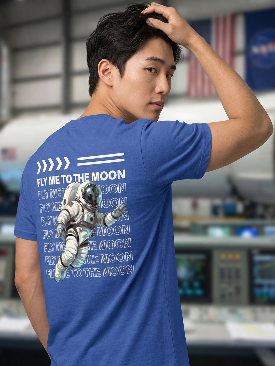 Greylongg Round Neck Nasa  Design  printed T-shirts
