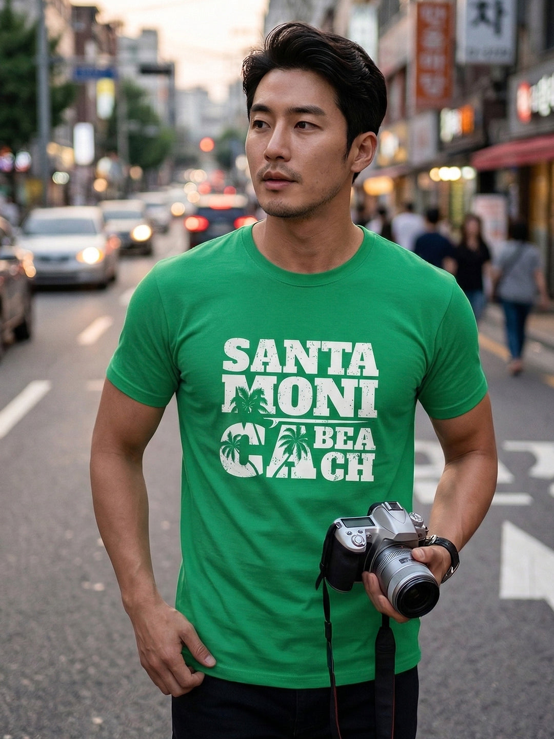 Greylongg Round Neck Santa Moni Cabeach Design  printed T-shirts