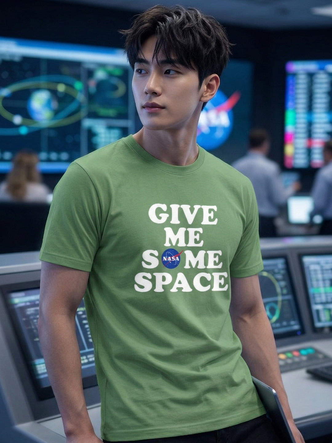Greylongg Round Neck Nasa Space Design  printed T-shirts