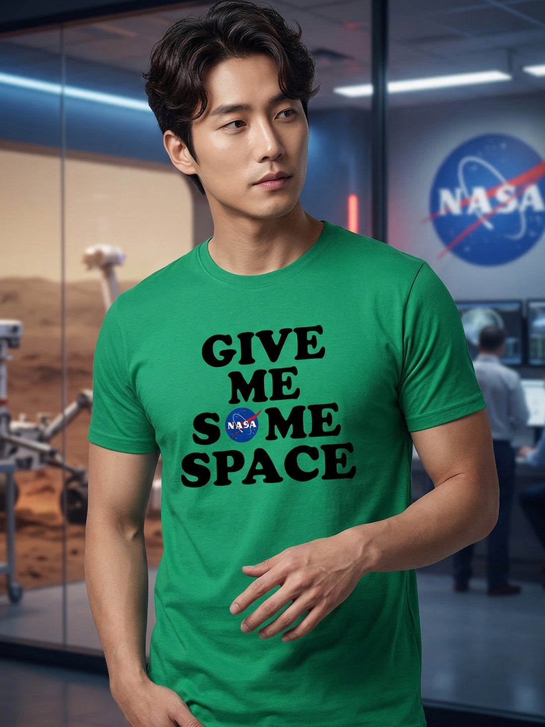Greylongg Round Neck Nasa Space Design  printed T-shirts