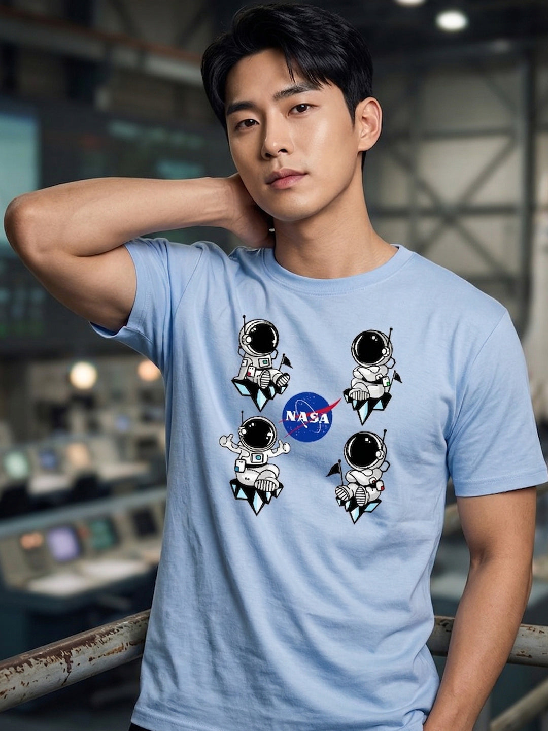 Greylongg Round Neck Nasa Design  printed T-shirts