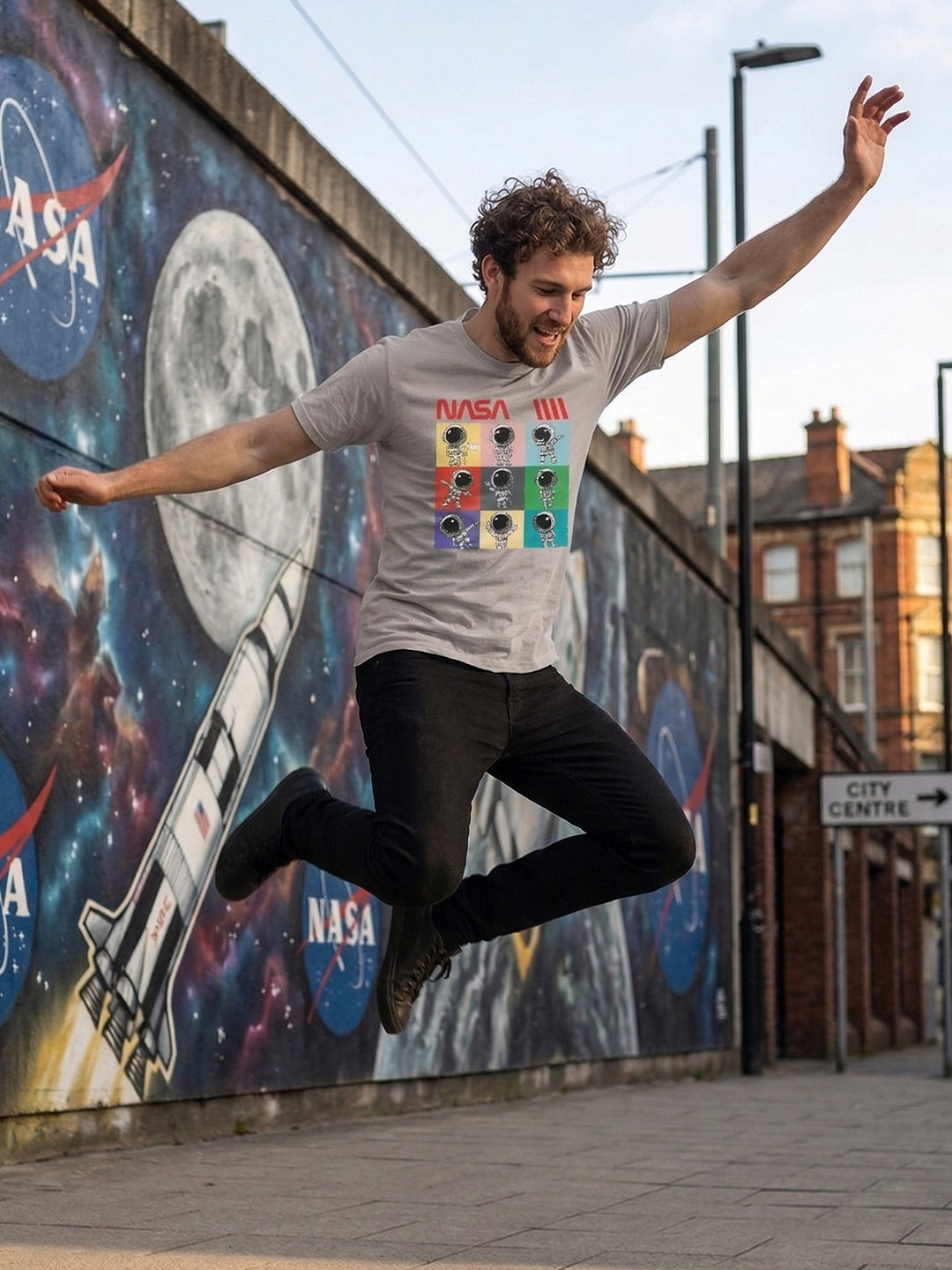 Greylongg Round Neck Nasa Design  printed T-shirts