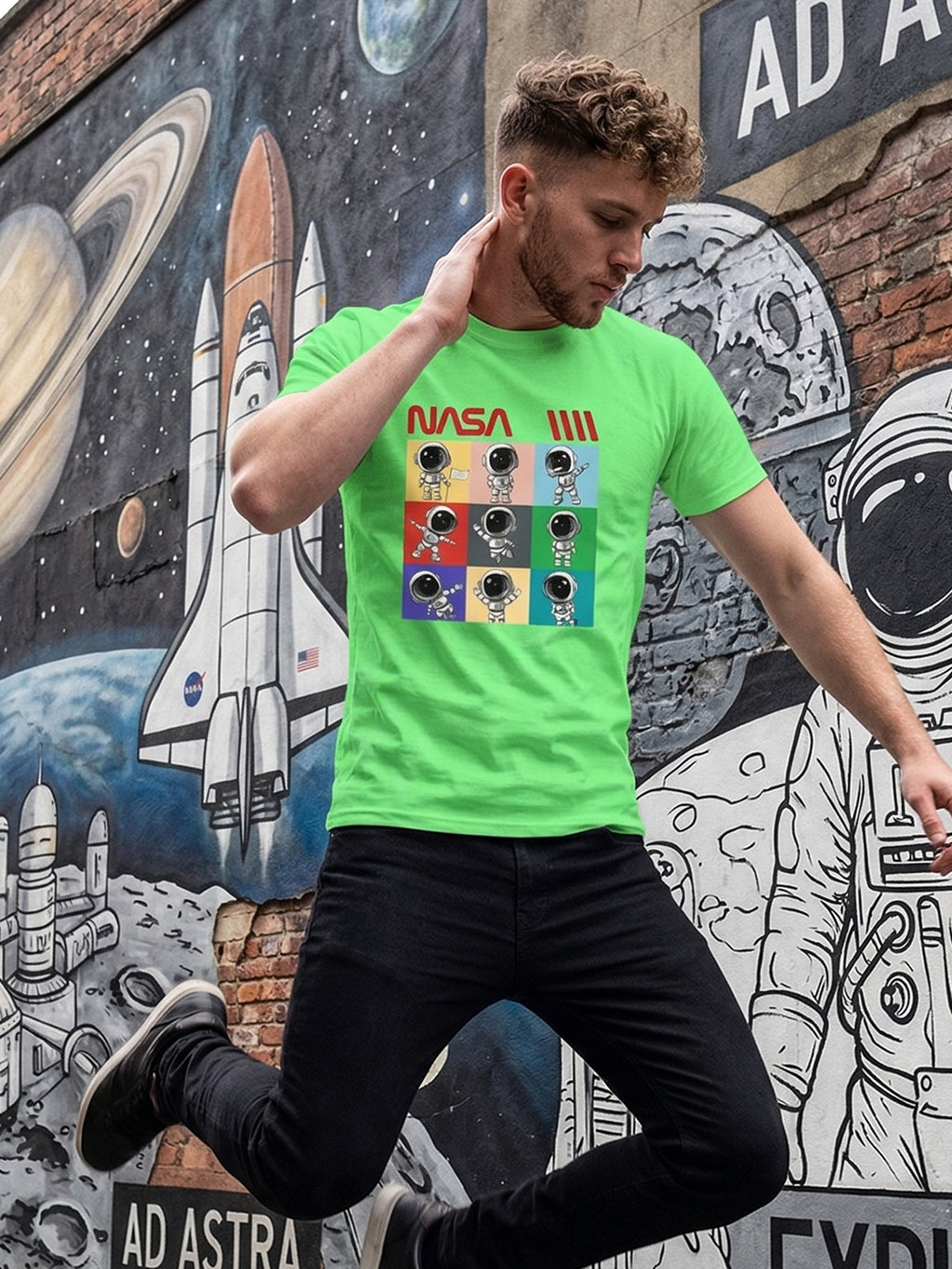 Greylongg Round Neck Nasa Design  printed T-shirts
