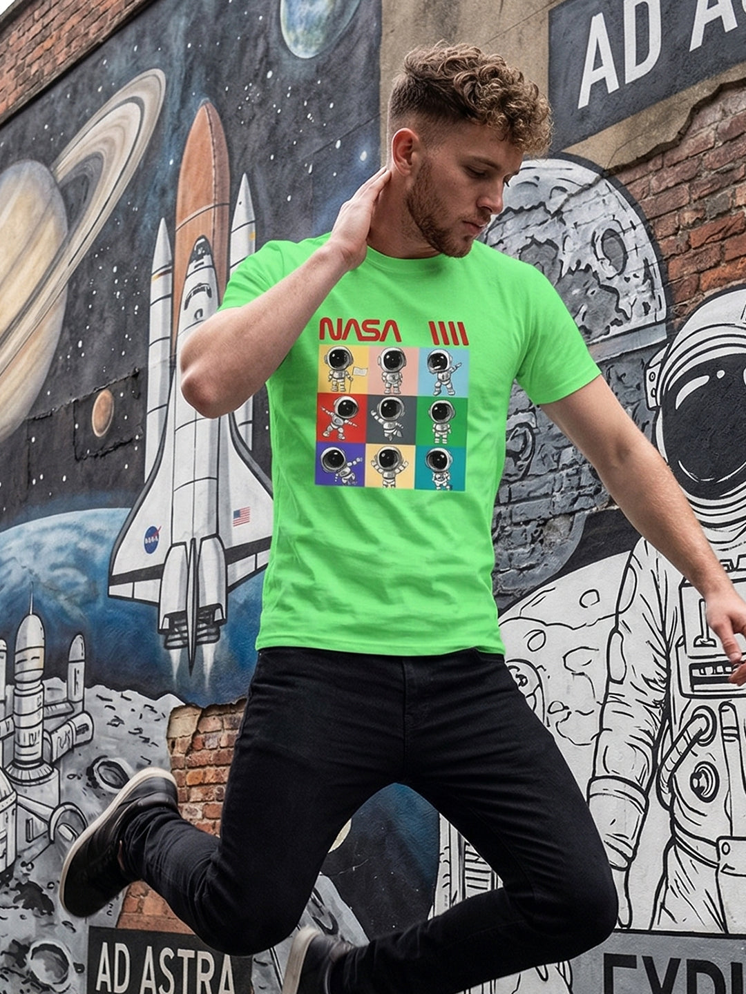 Greylongg Round Neck Nasa Design  printed T-shirts