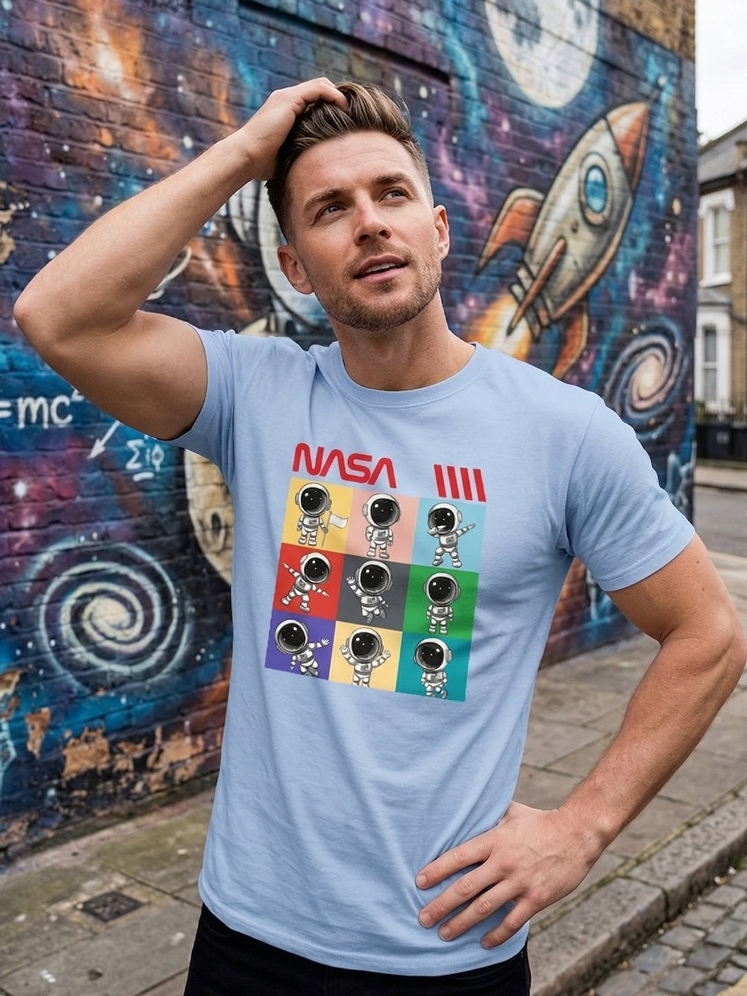 Greylongg Round Neck Nasa Design  printed T-shirts
