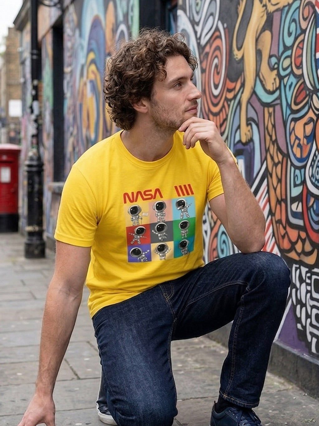 Greylongg Round Neck Nasa Design  printed T-shirts