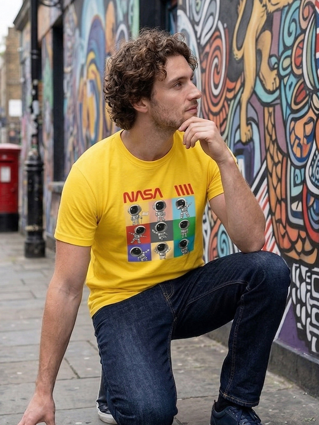 Greylongg Round Neck Nasa Design  printed T-shirts