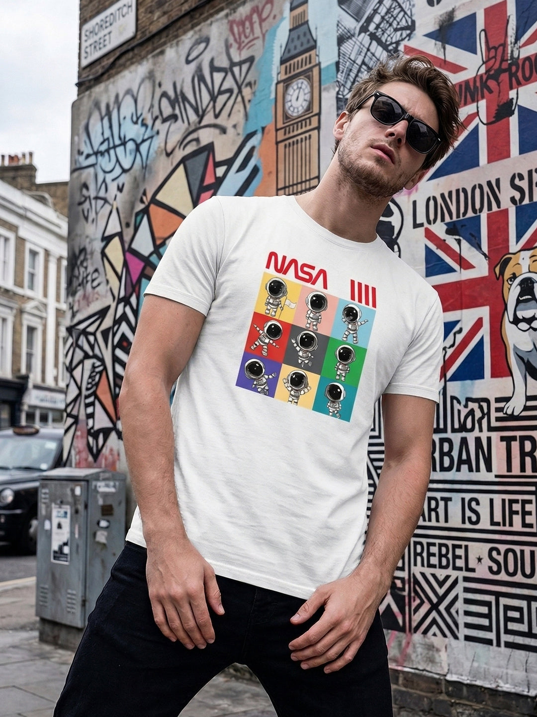 Greylongg Round Neck Nasa Design  printed T-shirts