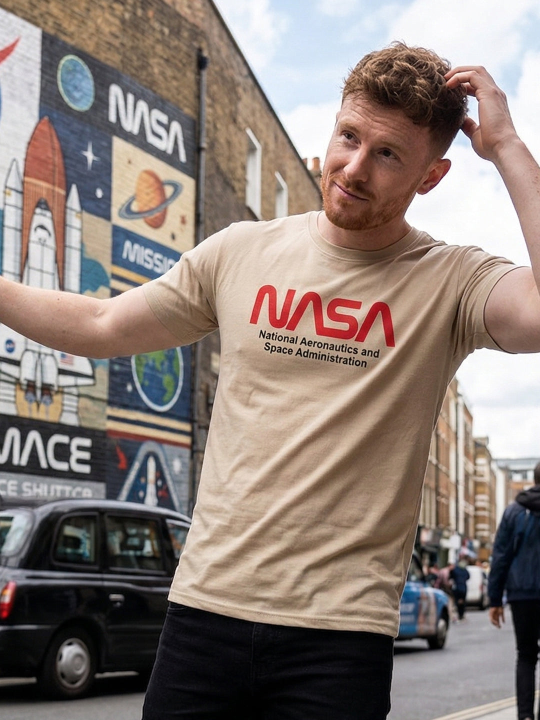 Greylongg Round Neck Nasa Design  printed T-shirts