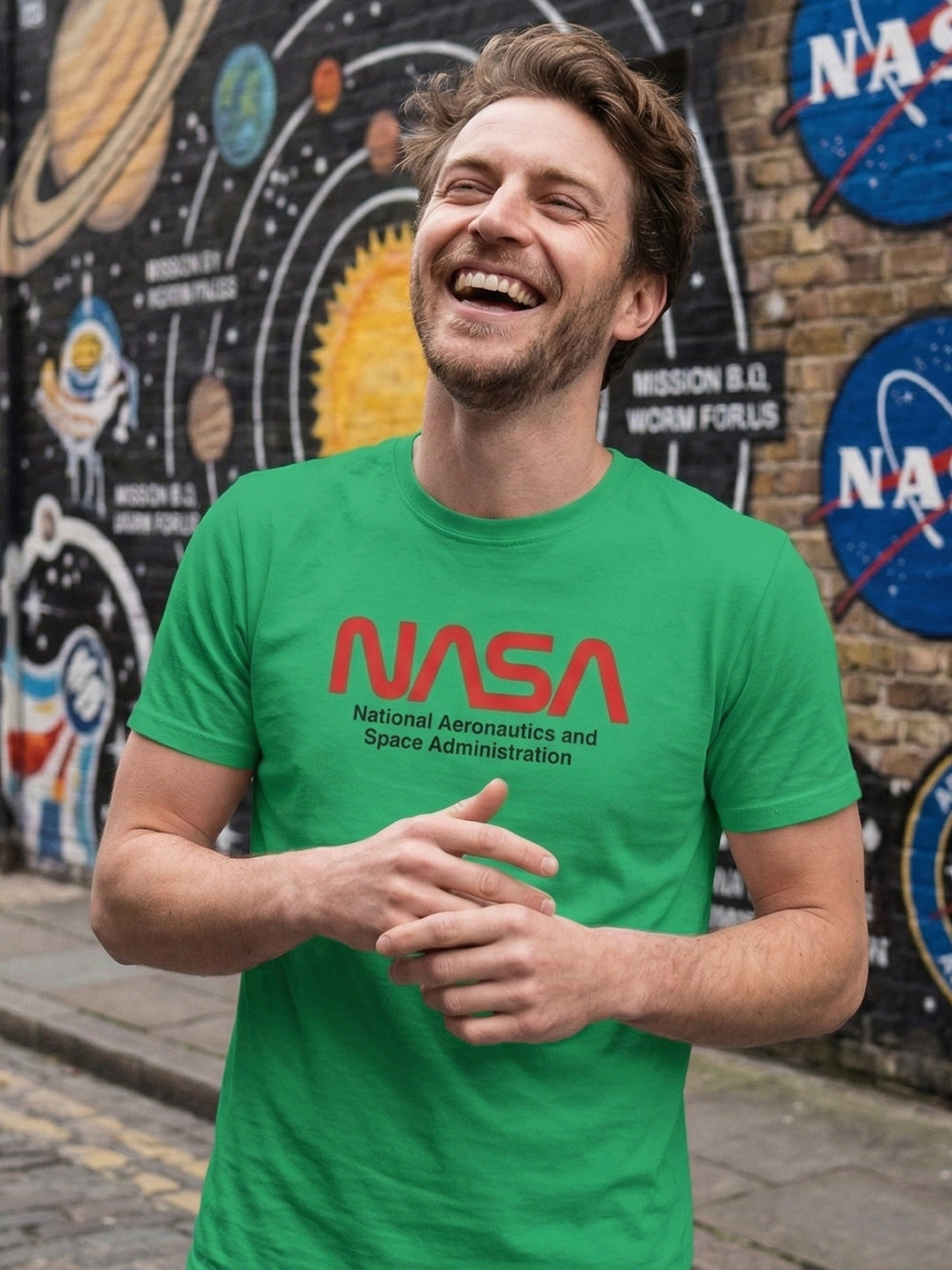 Greylongg Round Neck Nasa Design  printed T-shirts