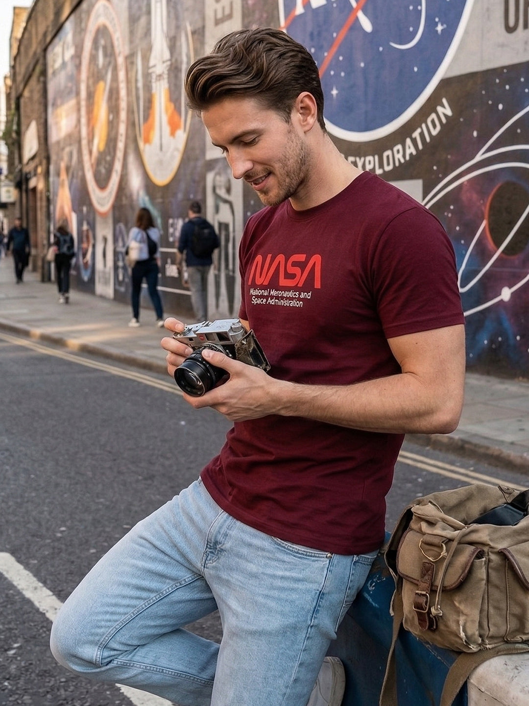 Greylongg Round Neck Nasa Design  printed T-shirts