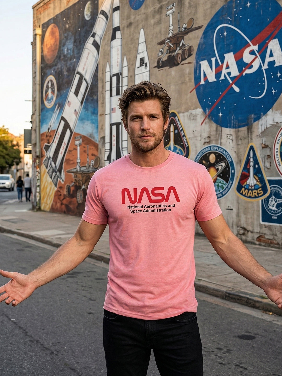 Greylongg Round Neck Nasa Design  printed T-shirts