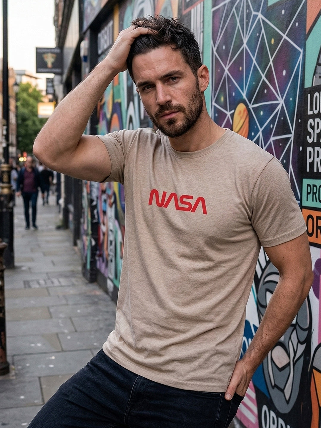 Greylongg Round Neck Nasa Design  printed T-shirts