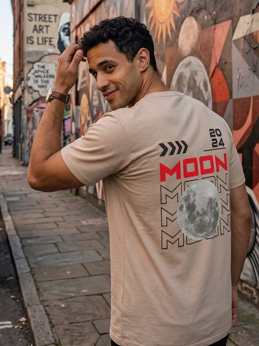 Greylongg Round Neck Nasa Design  printed T-shirts