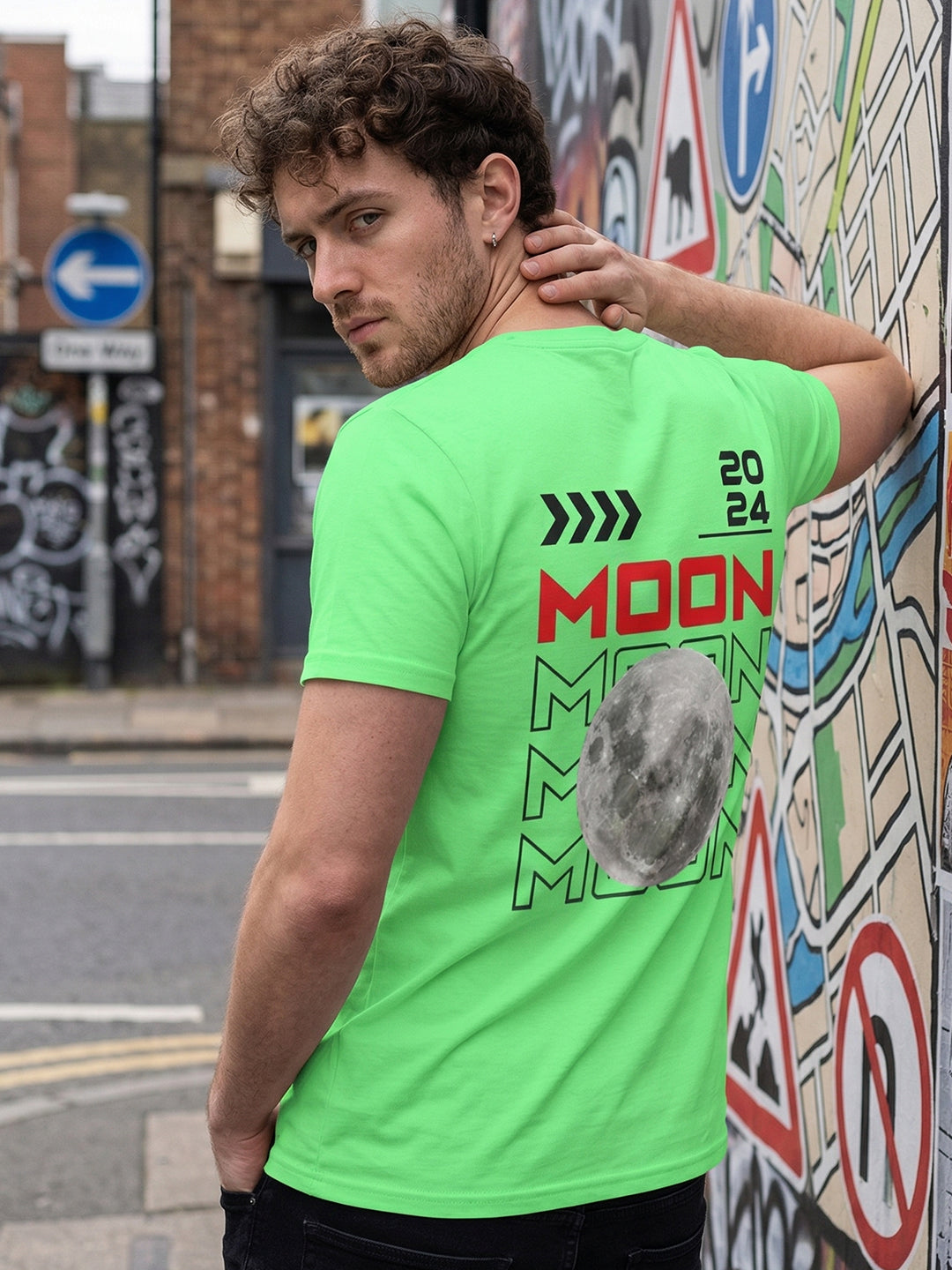 Greylongg Round Neck Nasa Design  printed T-shirts