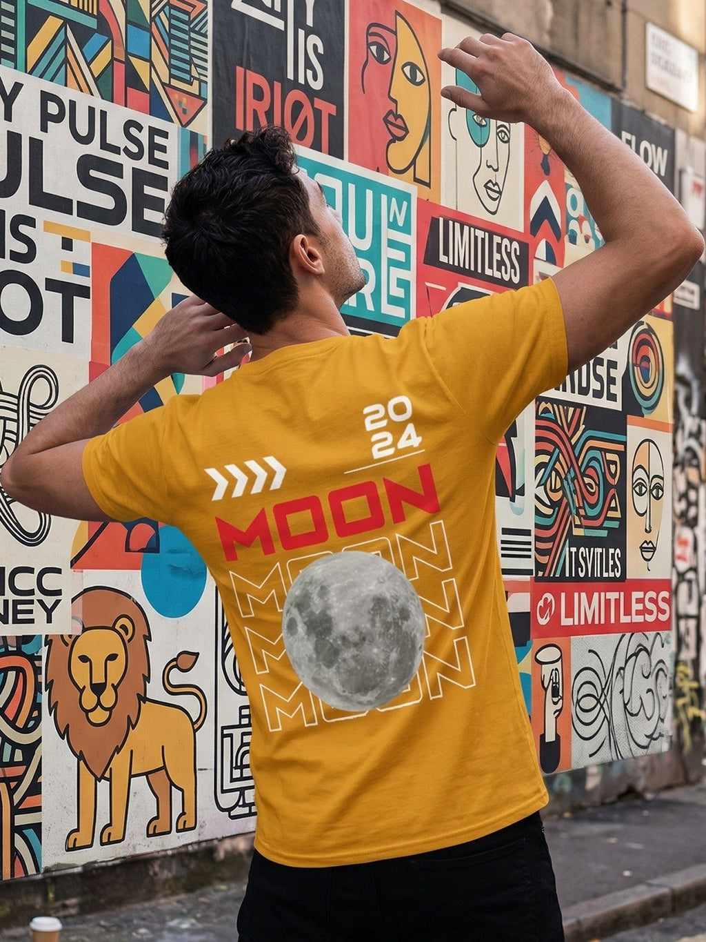 Greylongg Round Neck Nasa Design  printed T-shirts