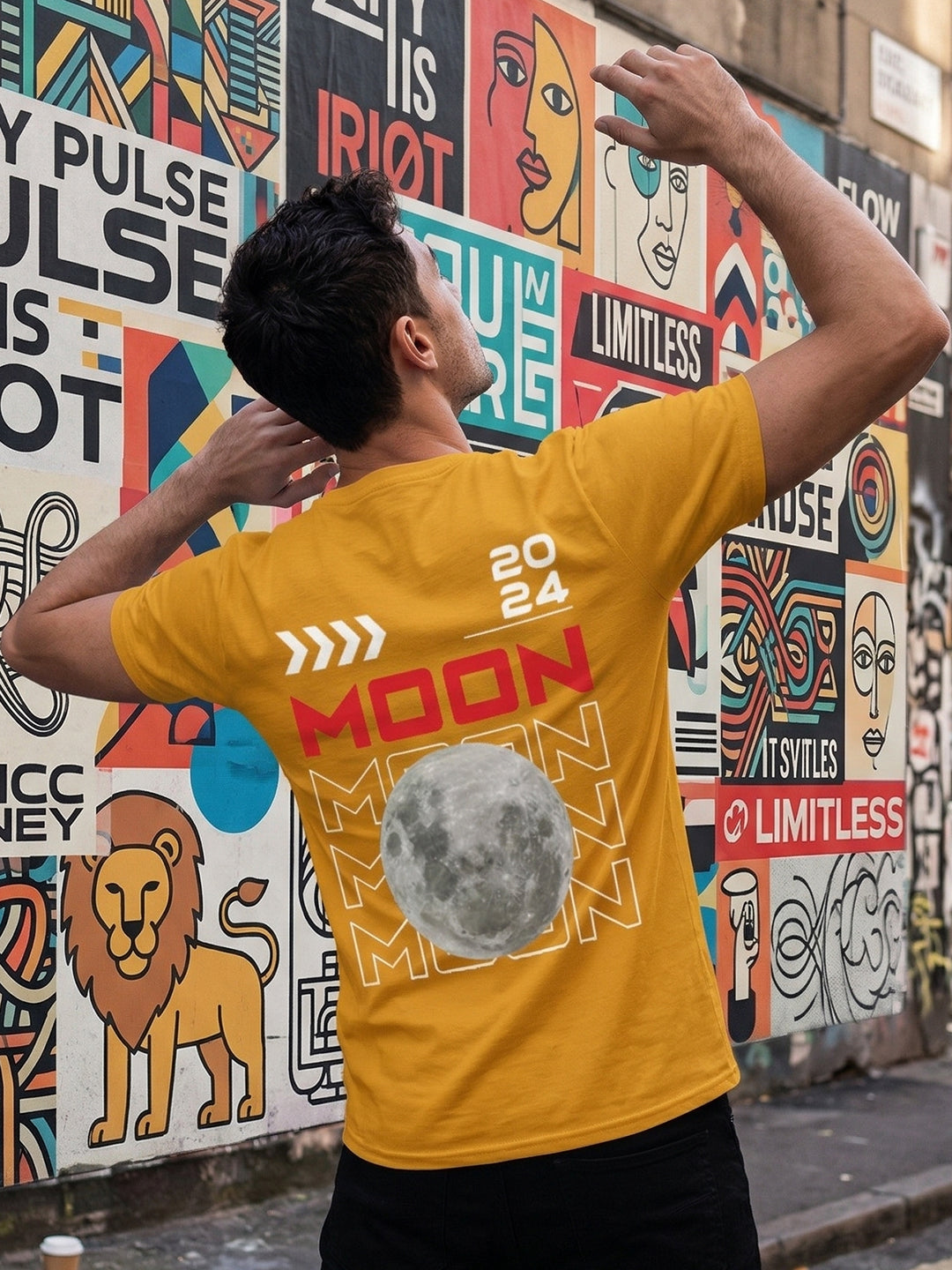 Greylongg Round Neck Nasa Design  printed T-shirts