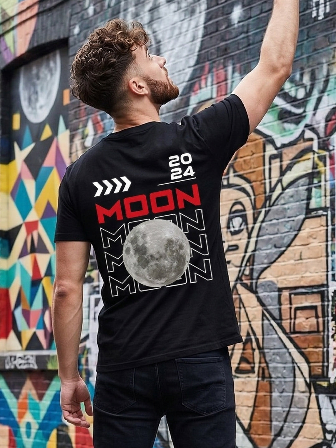 Greylongg Round Neck Nasa Design  printed T-shirts