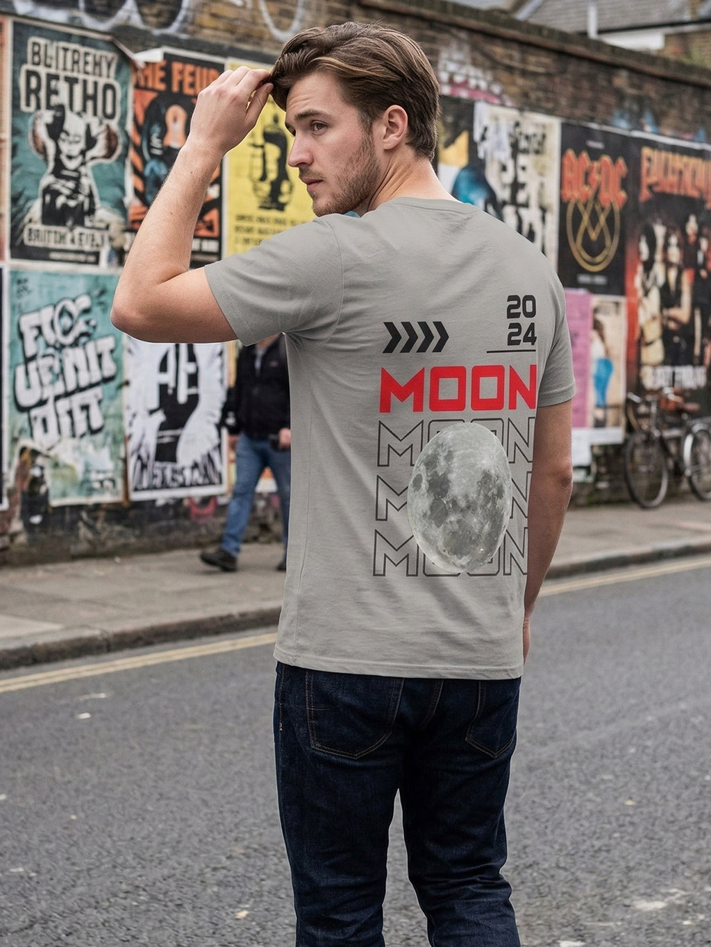Greylongg Round Neck Nasa Design  printed T-shirts