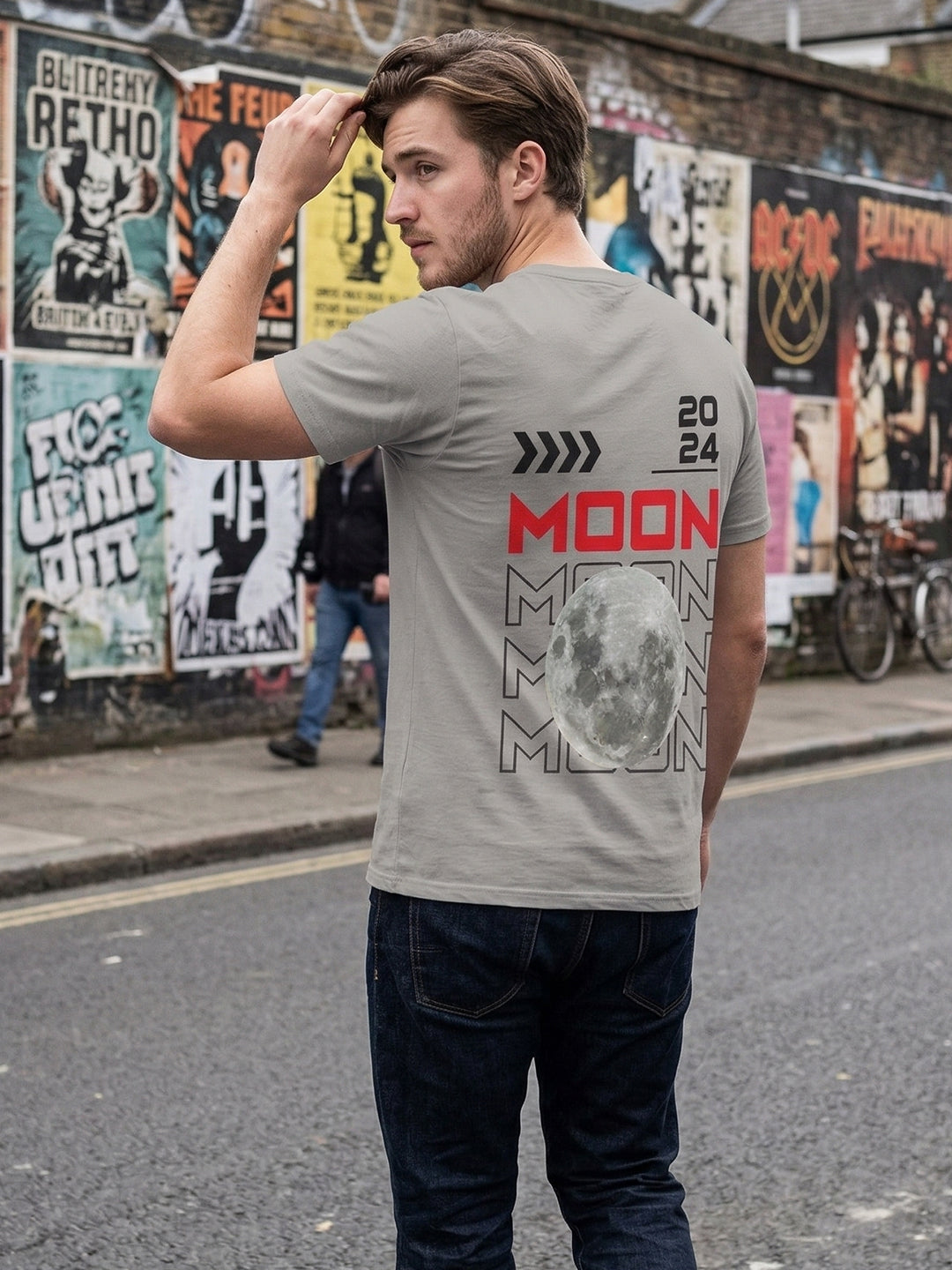 Greylongg Round Neck Nasa Design  printed T-shirts