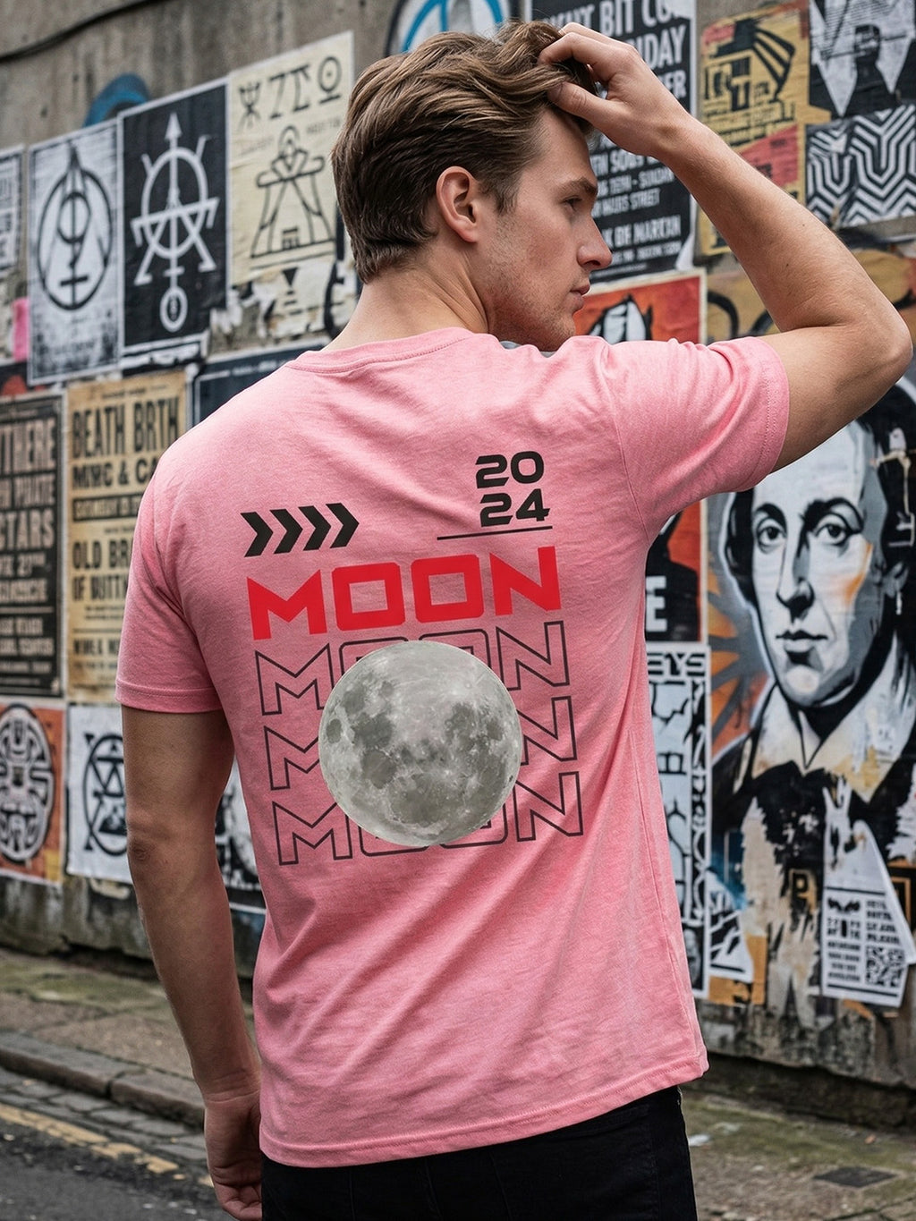 Greylongg Round Neck Nasa Design  printed T-shirts