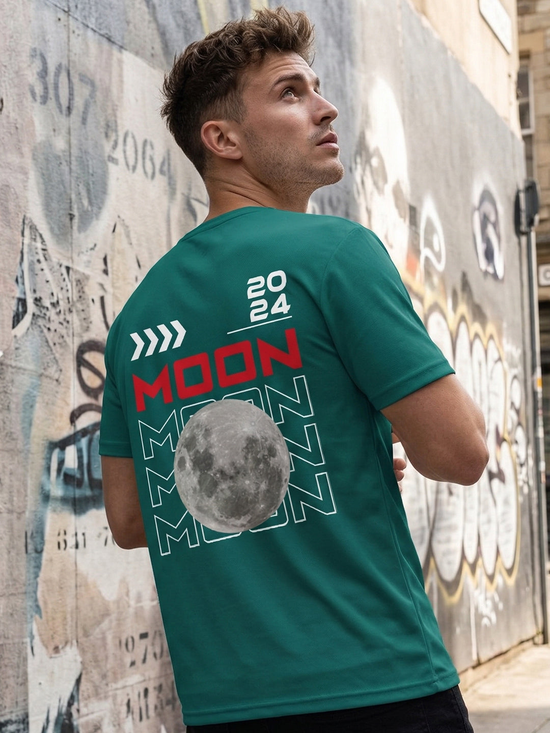Greylongg Round Neck Nasa Design  printed T-shirts