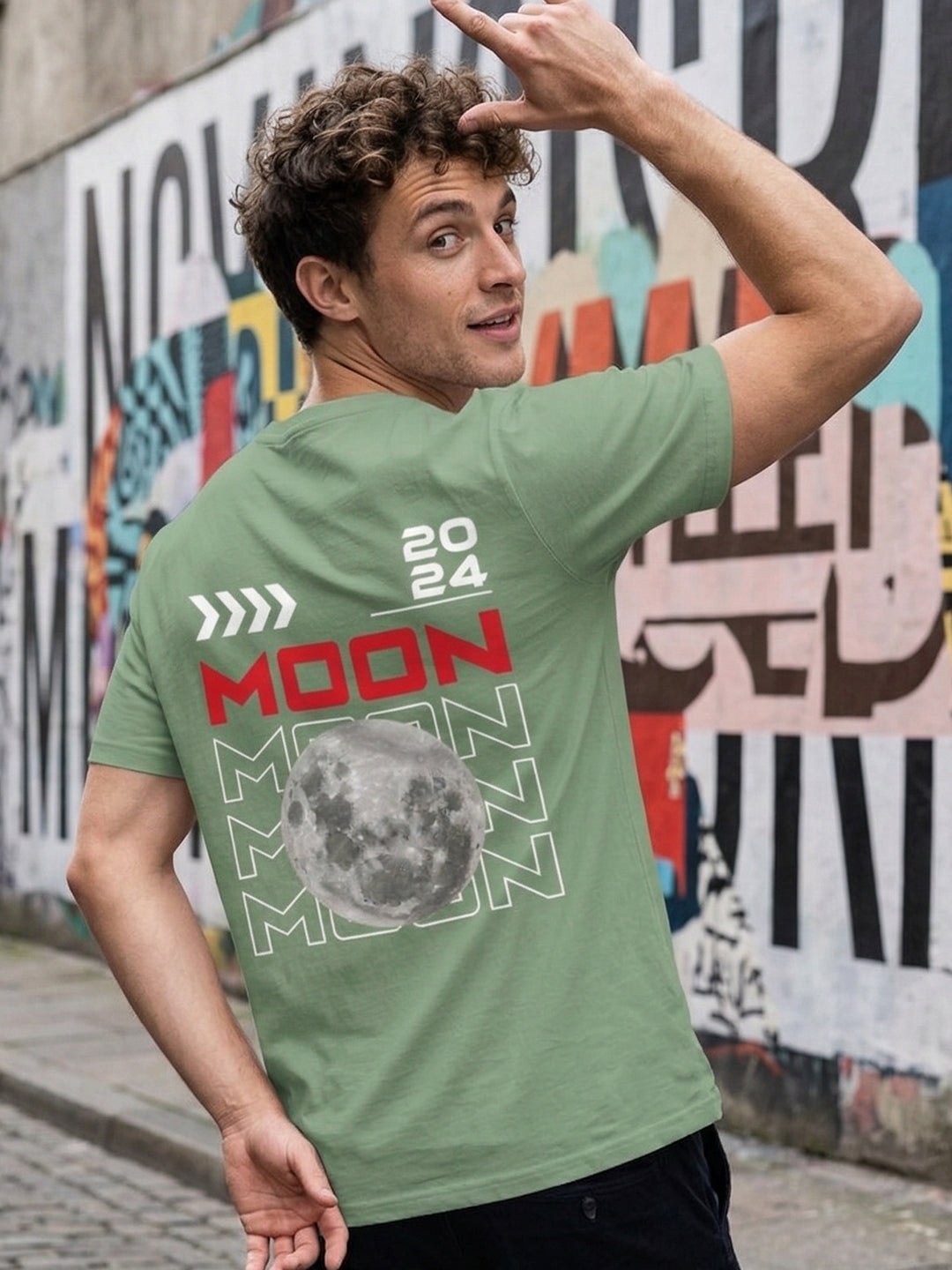 Greylongg Round Neck Nasa Design  printed T-shirts