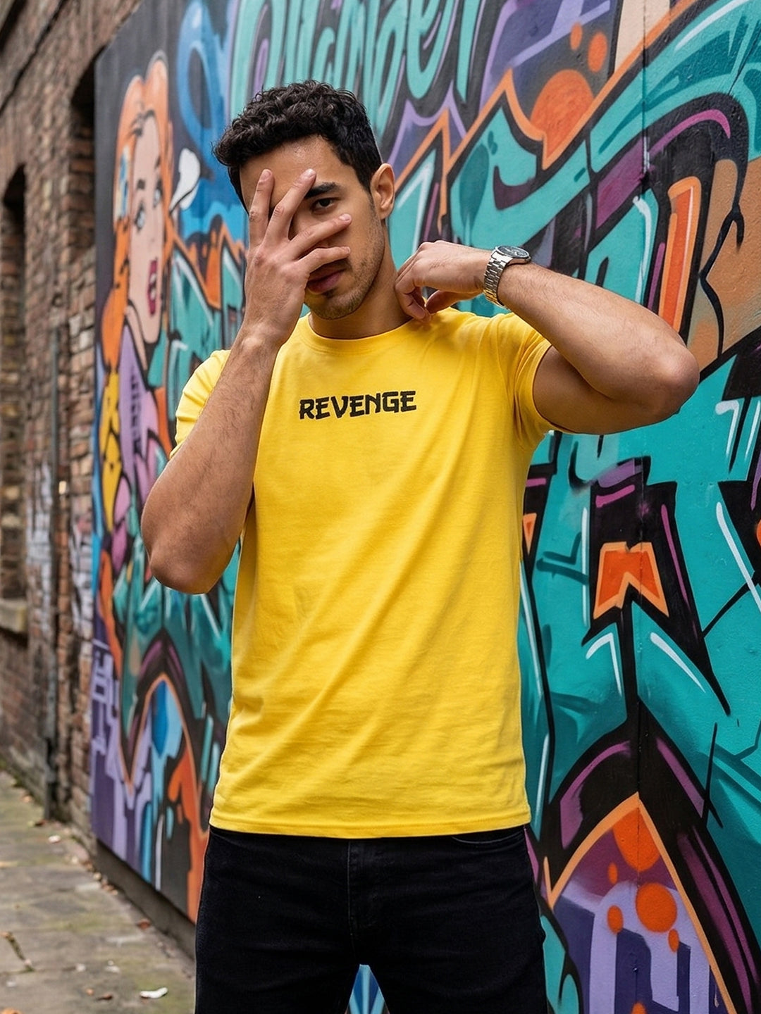 Greylongg Round Neck Revenge Design  printed T-shirts