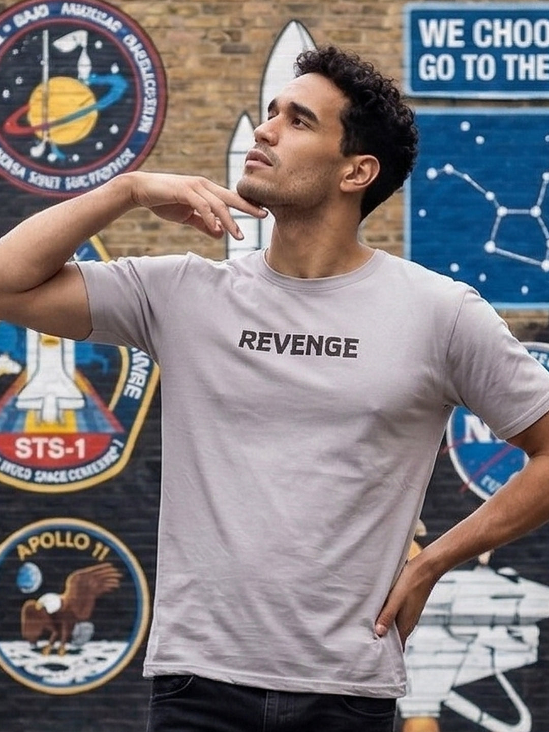 Greylongg Round Neck Revenge Design  printed T-shirts