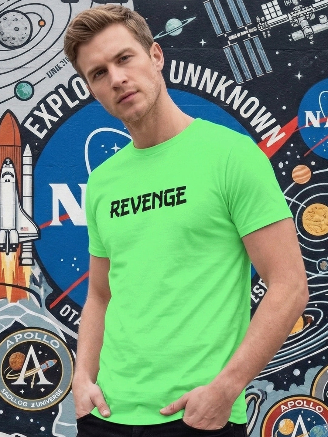Greylongg Round Neck Revenge Design  printed T-shirts
