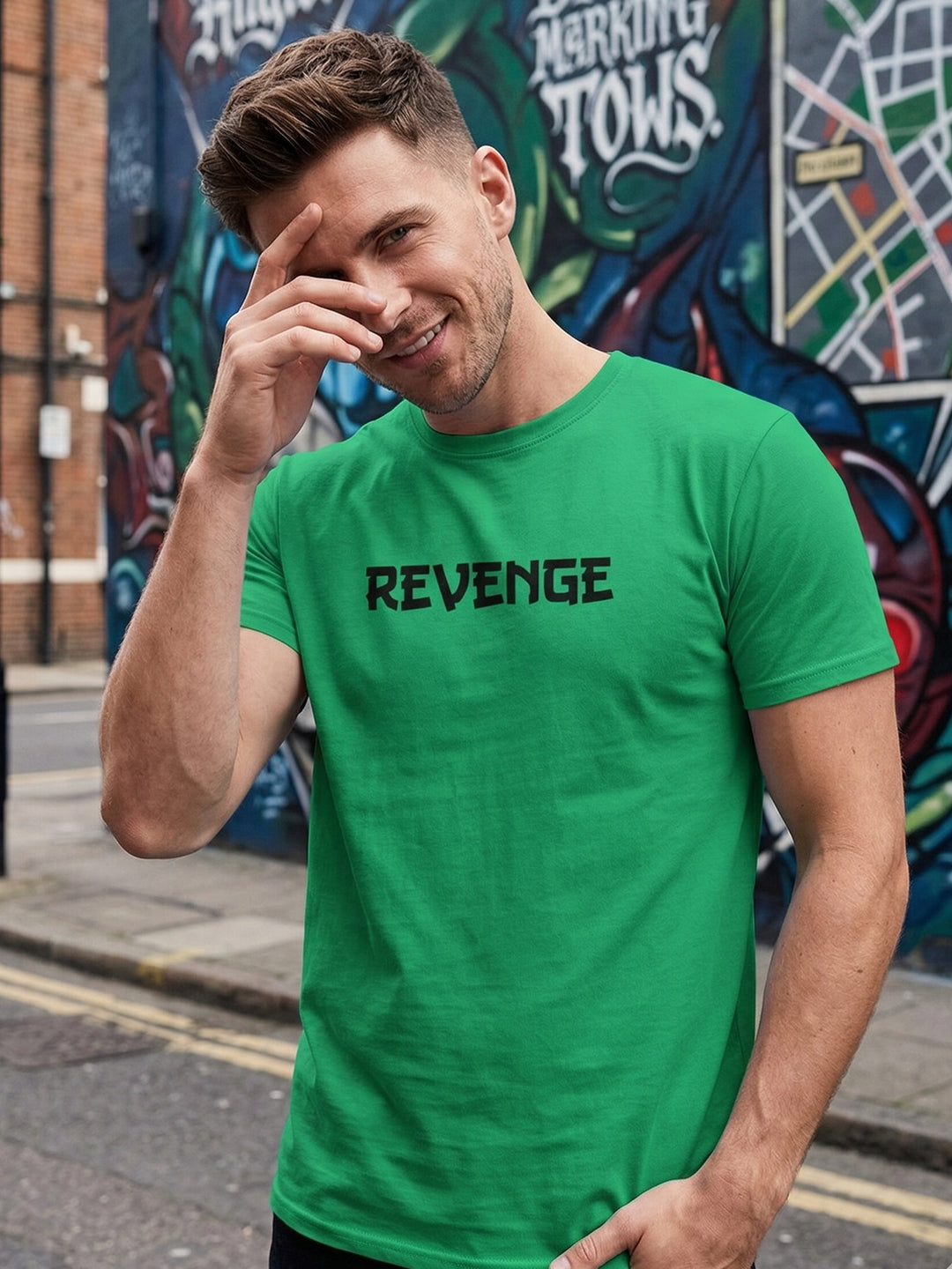 Greylongg Round Neck Revenge Design  printed T-shirts