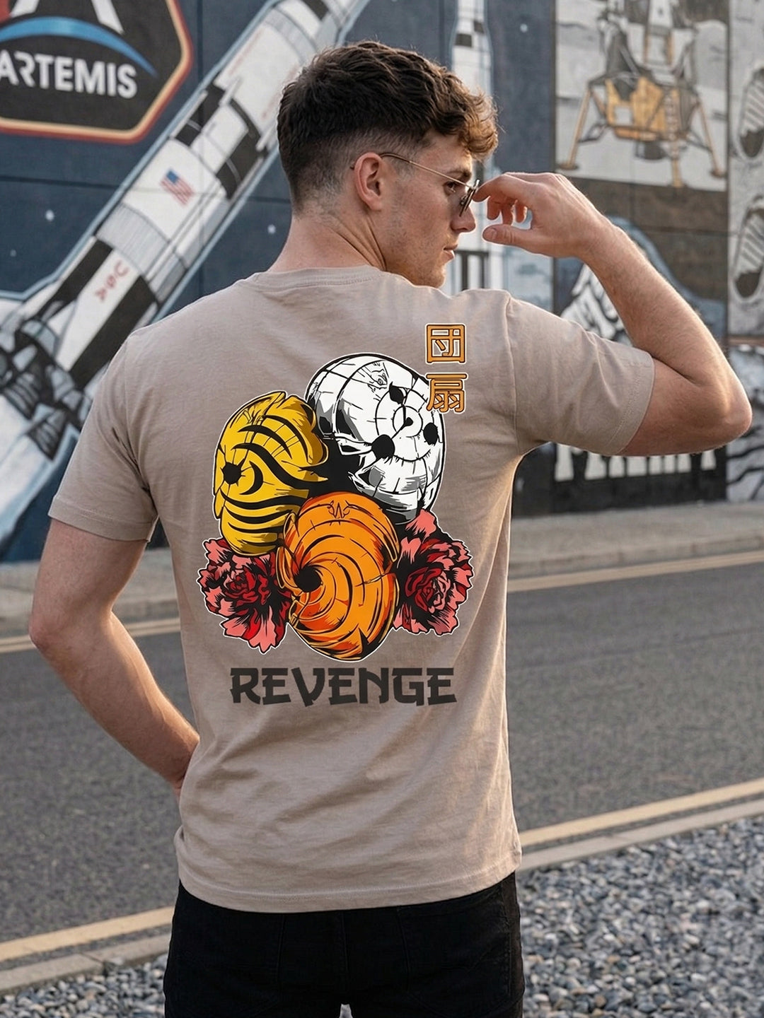 Greylongg Round Neck Revenge Design  printed T-shirts