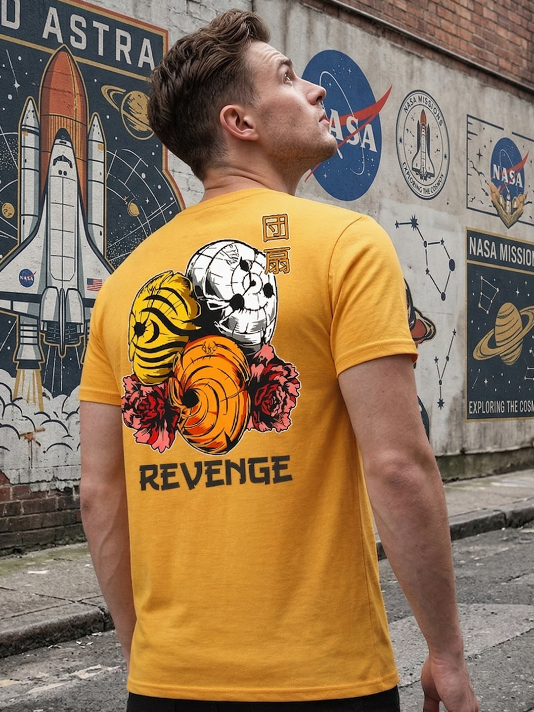 Greylongg Round Neck Revenge Design  printed T-shirts