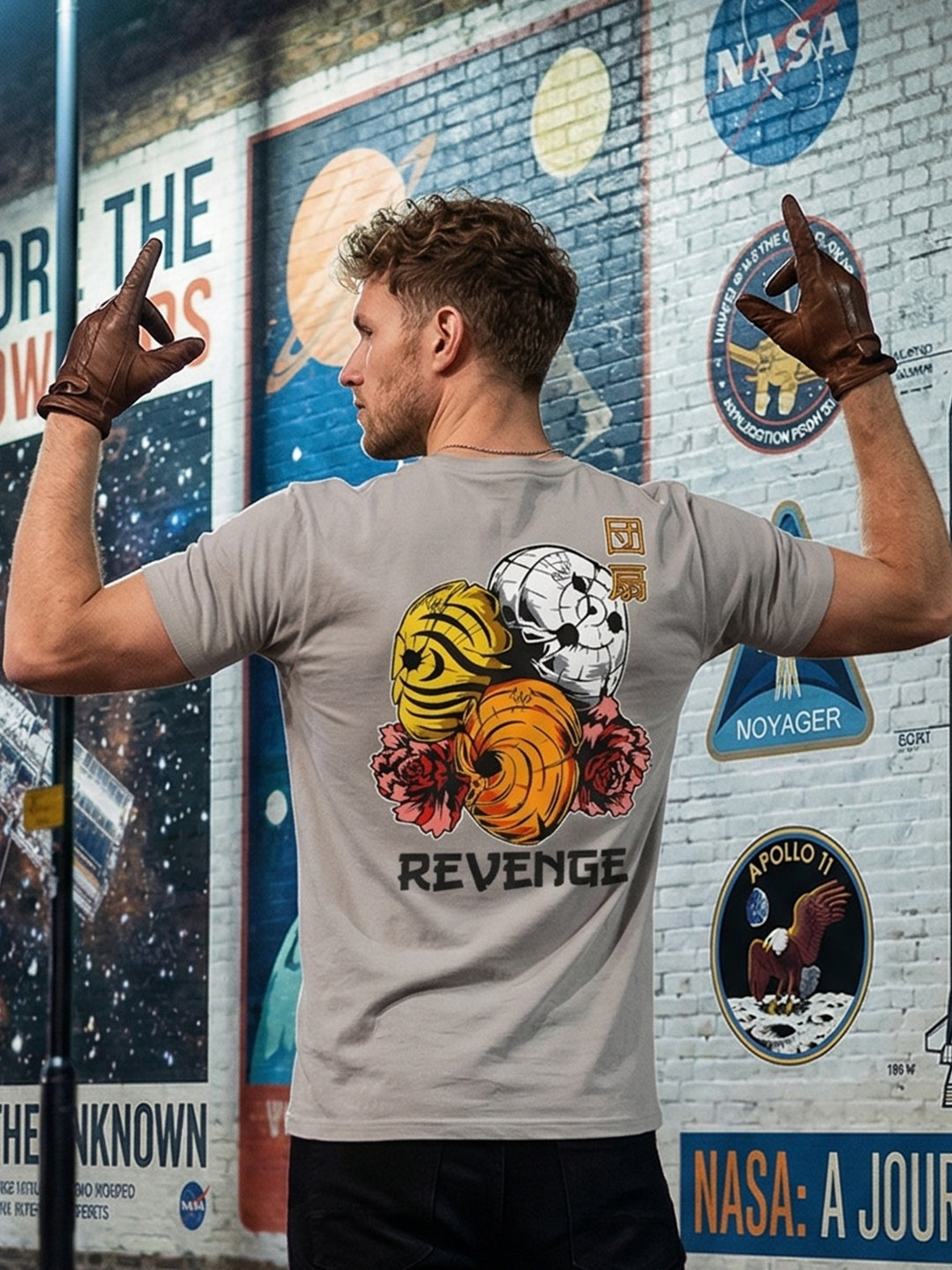 Greylongg Round Neck Revenge Design  printed T-shirts