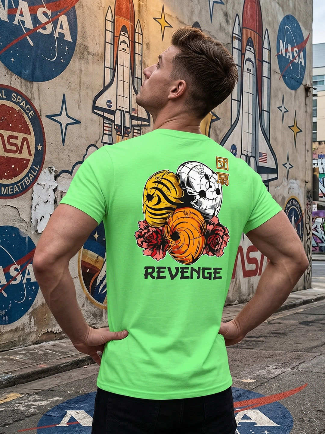 Greylongg Round Neck Revenge Design  printed T-shirts