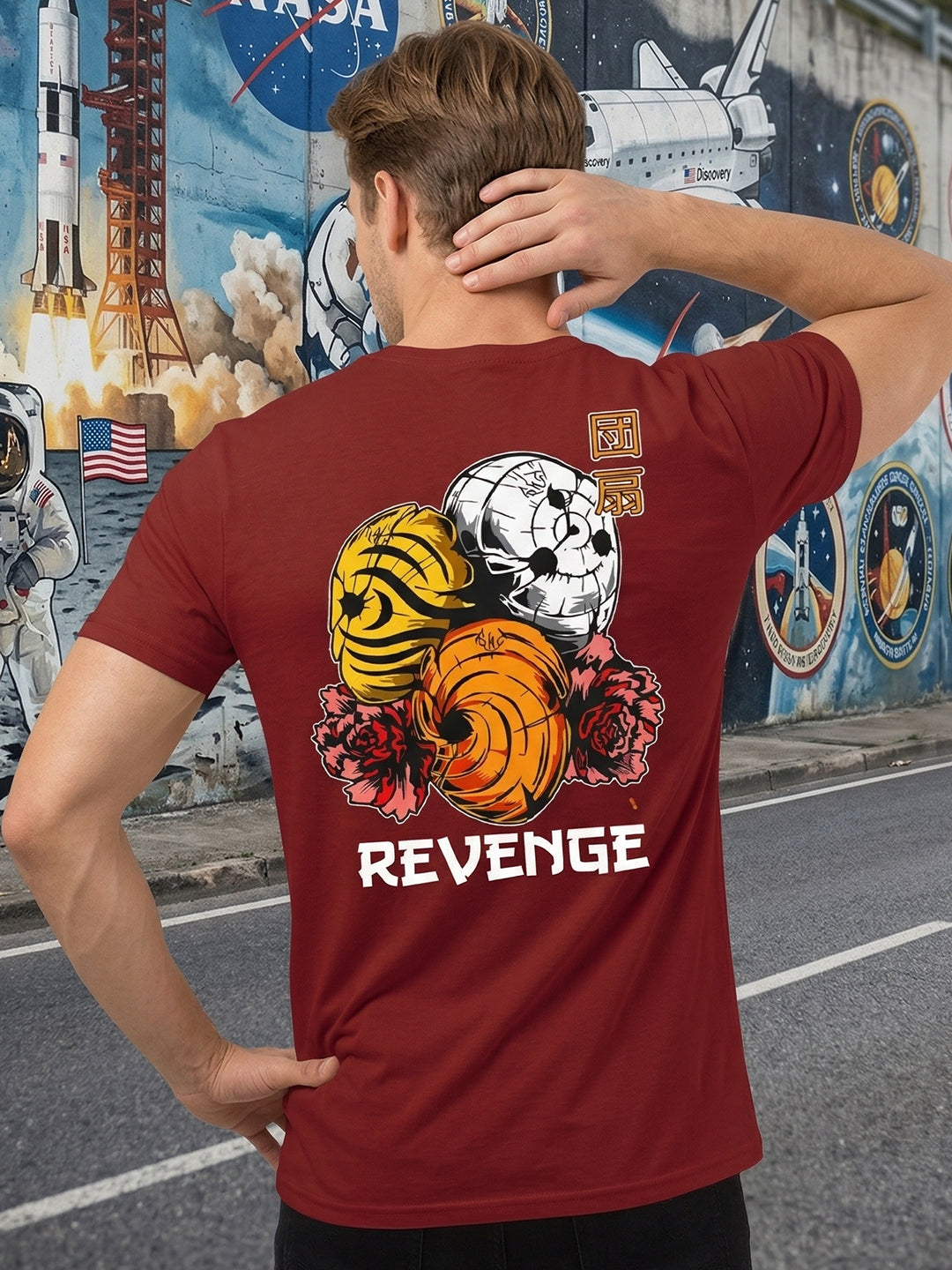 Greylongg Round Neck Revenge Design  printed T-shirts