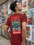 Greylongg Round Neck Dragon Merge Design  printed T-shirts