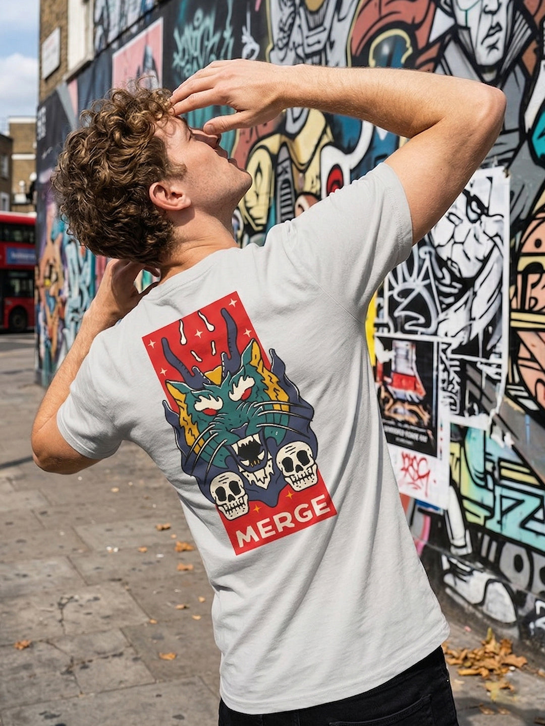Greylongg Round Neck Dragon Merge Design printed T-shirts