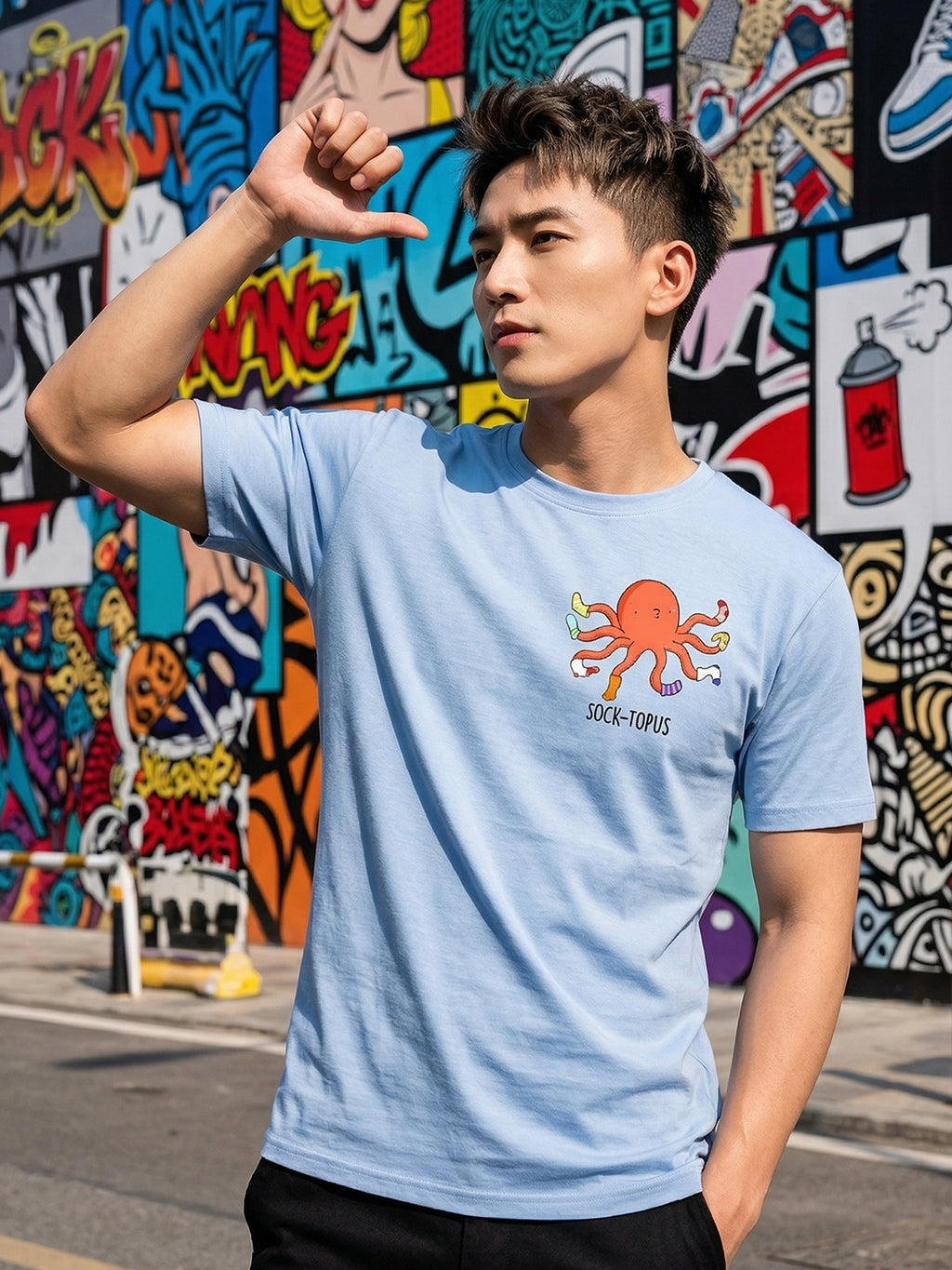 Greylongg Round Neck Octopus Design printed T-shirts