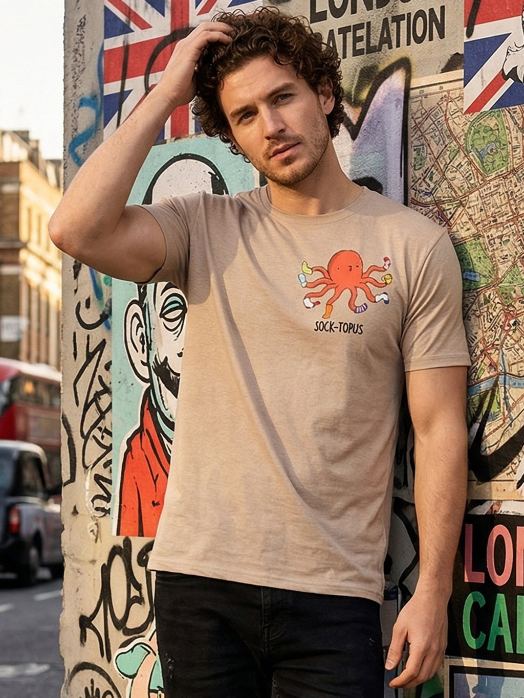 Greylongg Round Neck Octopus Design printed T-shirts