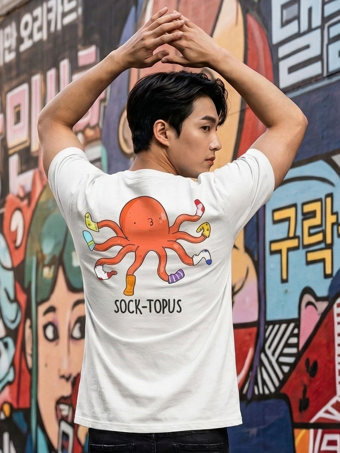 Greylongg Round Neck Octopus Design printed T-shirts