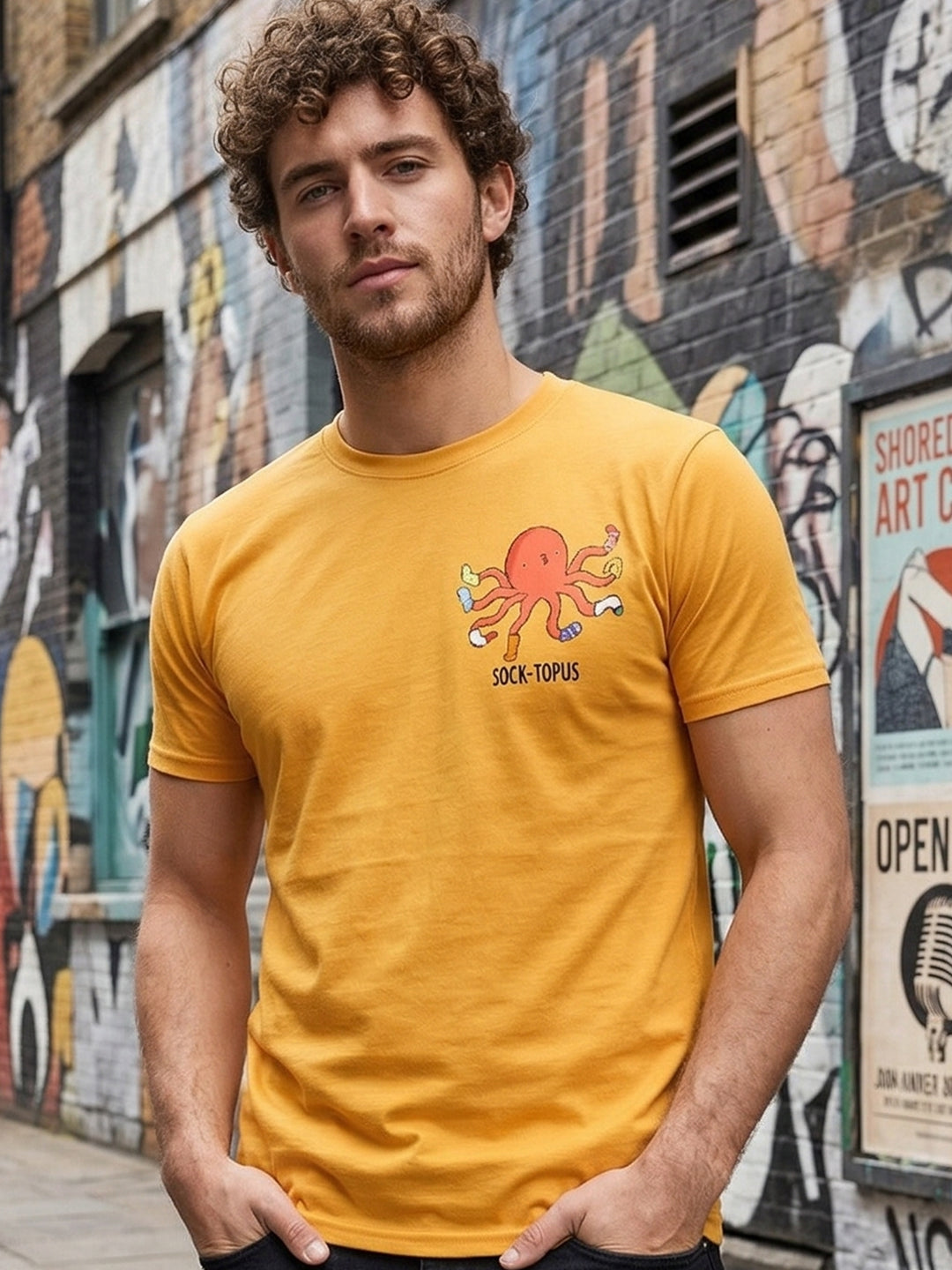 Greylongg Round Neck Octopus Design printed T-shirts