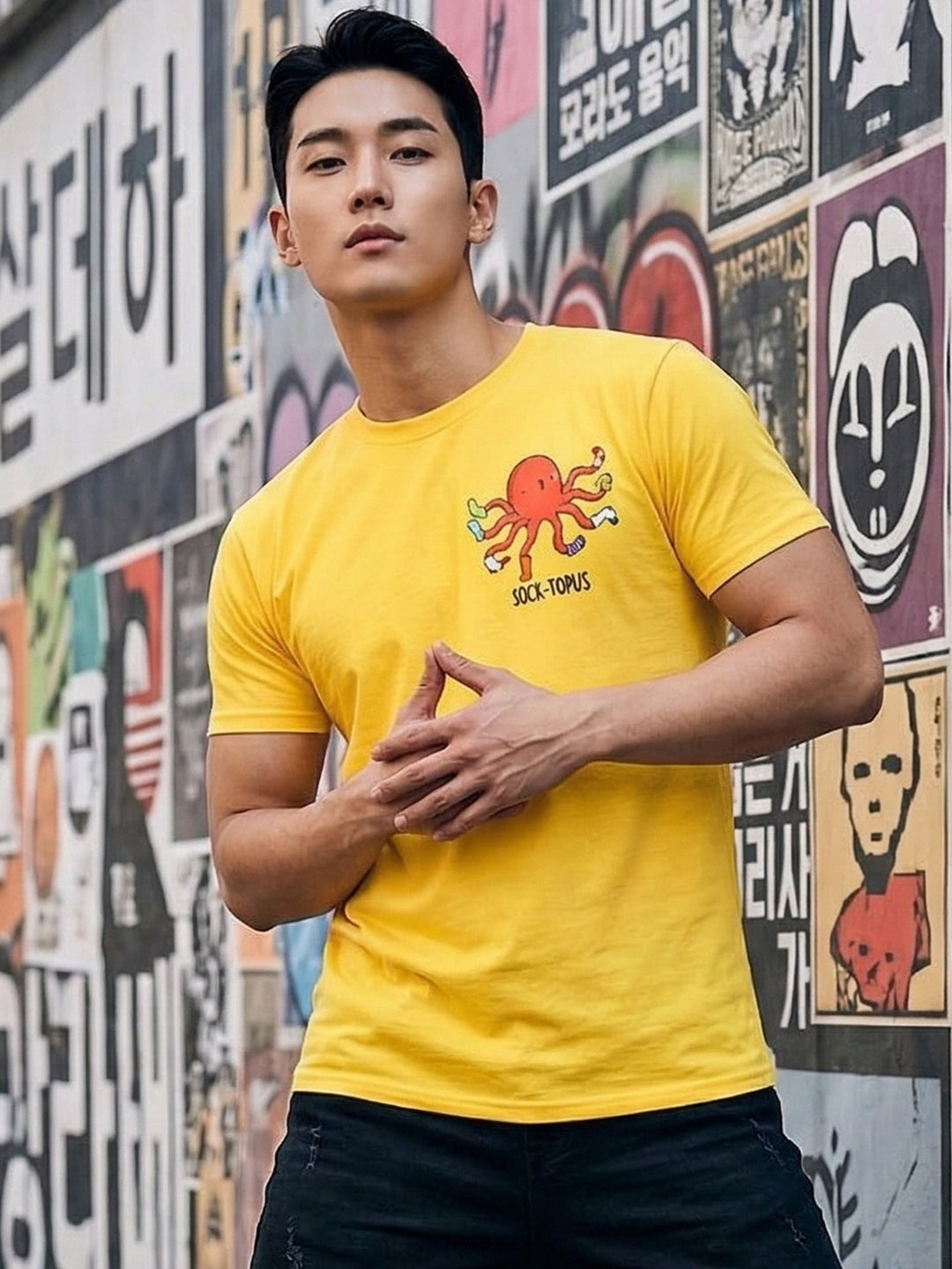 Greylongg Round Neck Octopus Design printed T-shirts