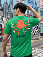 Greylongg Round Neck Octopus Design printed T-shirts